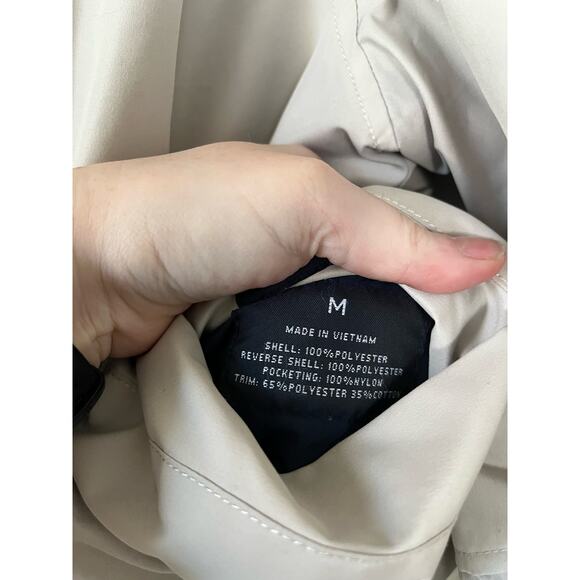 Nautica Mens Reversible Full Zip Fleece Beige Navy Bomber Jacket Size Medium - Picture 8 of 8